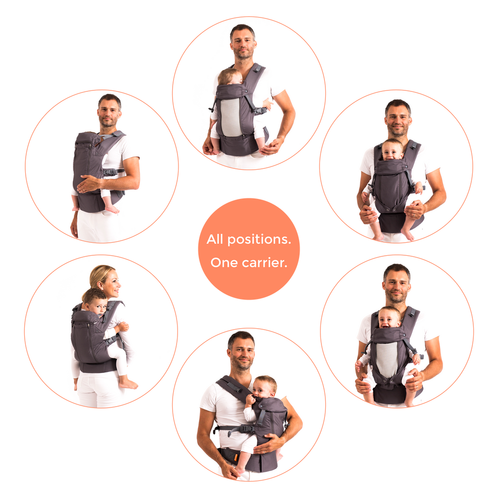 Image showing the 6 different carry positions of the Beco 8 baby carrier