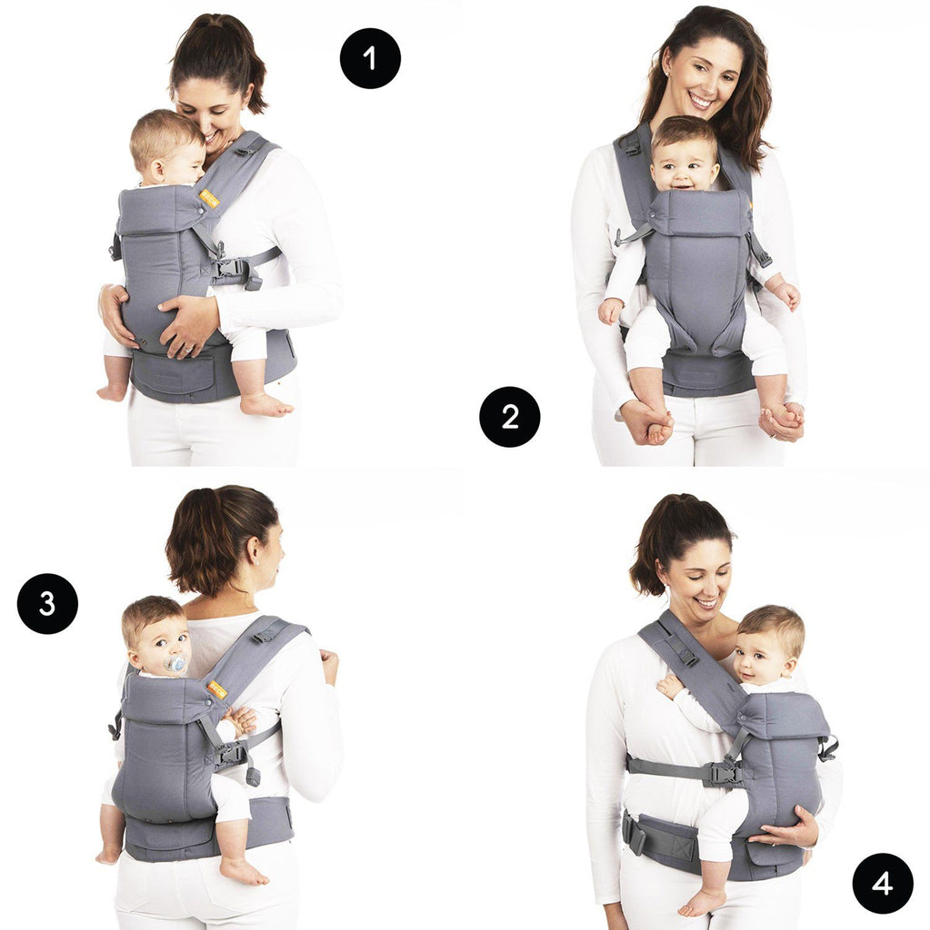 4 carry position options for the Beco Gemini baby carrier